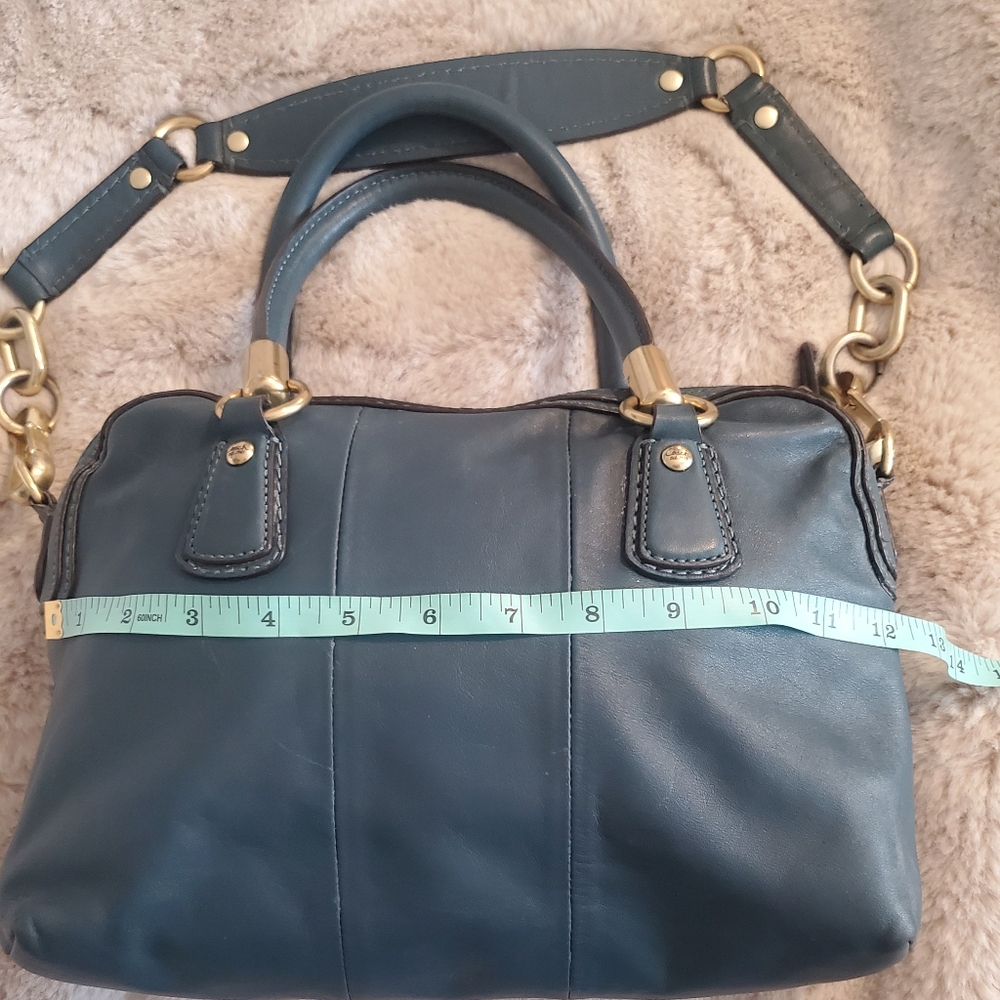 Coach Authentic Leather Satchel Teal Blue Gold Hardware 2009 w/ Certificat - Picture 16 of 16